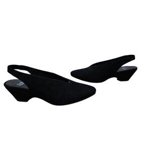 Eileen Fisher Gatwick Suede Slingback Pumps Black 7.5 New